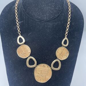 The Sak Antique Gold & Cork Reversable Necklace New